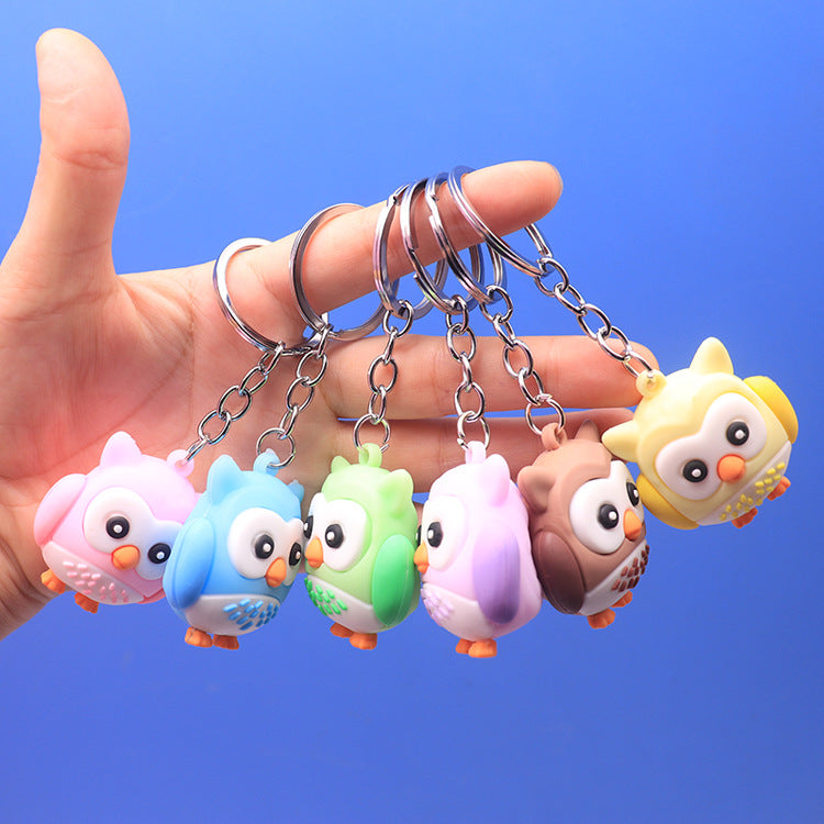 Silicone Owl Keychain Cute Wild Animal Charm Pastel Colors 3