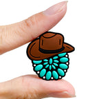 Silicone Focal Beads Western Turquoise Hat Holding Stones 20pcs 5