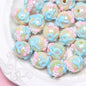 Painted Flower Acrylic Beads 16mm Round 14x18mm Square Purple Hand Painted 1pc 12