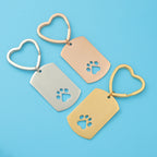 Stainless Steel Dog Claw Keychain with Heart Ring and Paw Cutout 2
