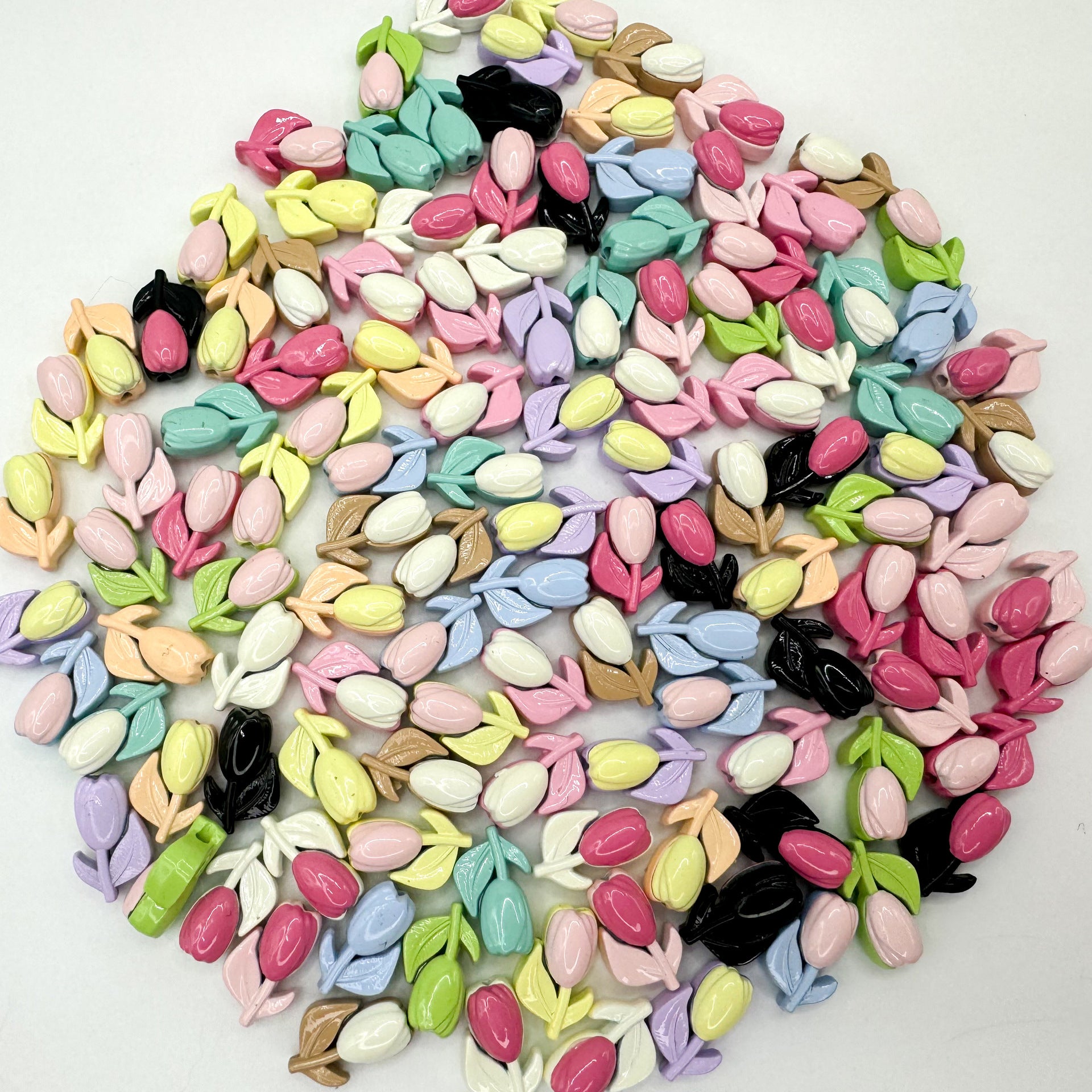 Tulip Metal Beads 14mm Two-Color Baking Painted Alloy 10pcs 6