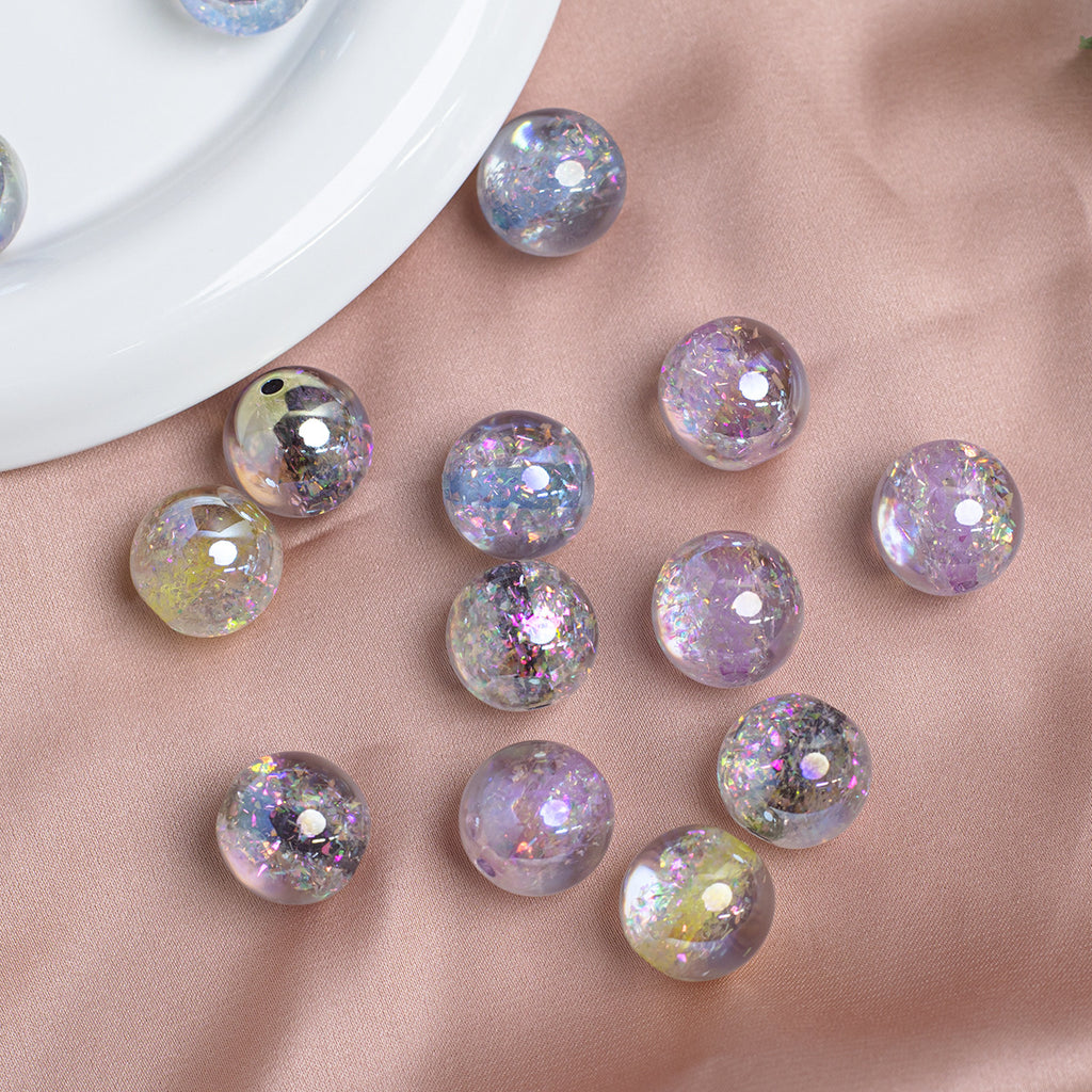 Dyed Core Imitation Opal Resin Beads 8mm Round Mixed Colors 40pcs 6