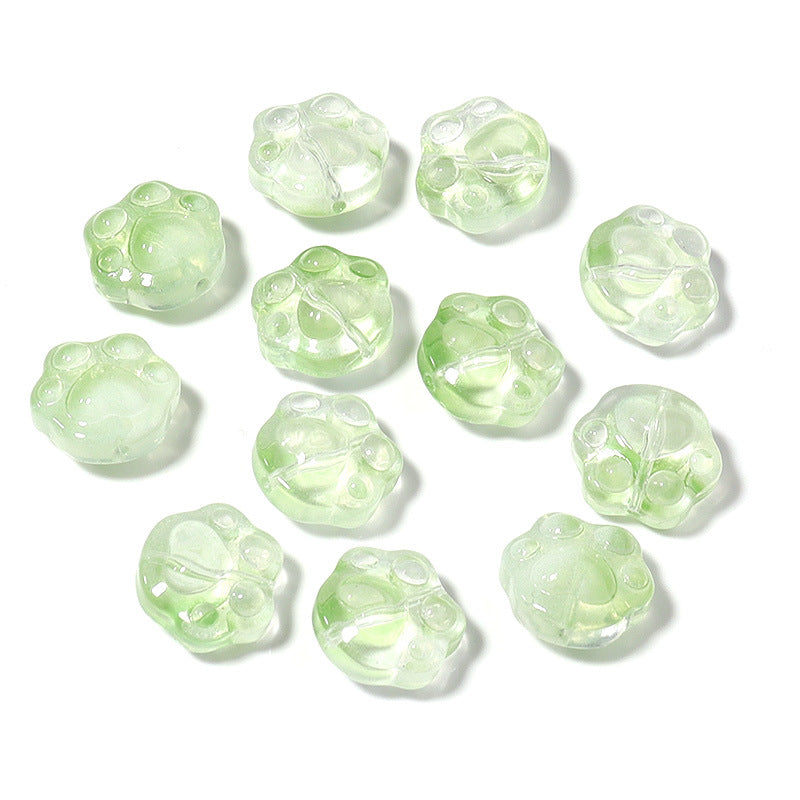 Bear Paw Transparent Glass Beads 14x15mm Assorted Colors 20pcs 14