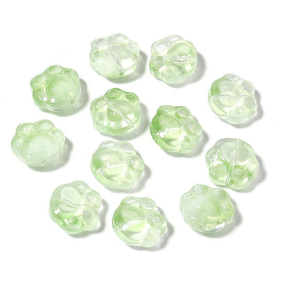 Bear Paw Transparent Glass Beads 14x15mm Assorted Colors 20pcs 14