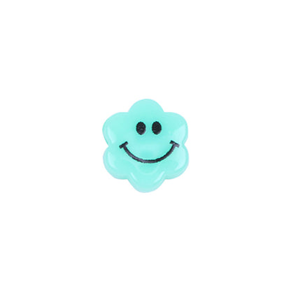 Flower Acrylic Beads 6-9mm Smiling Face Flat Pastel Mixed 100pcs 10