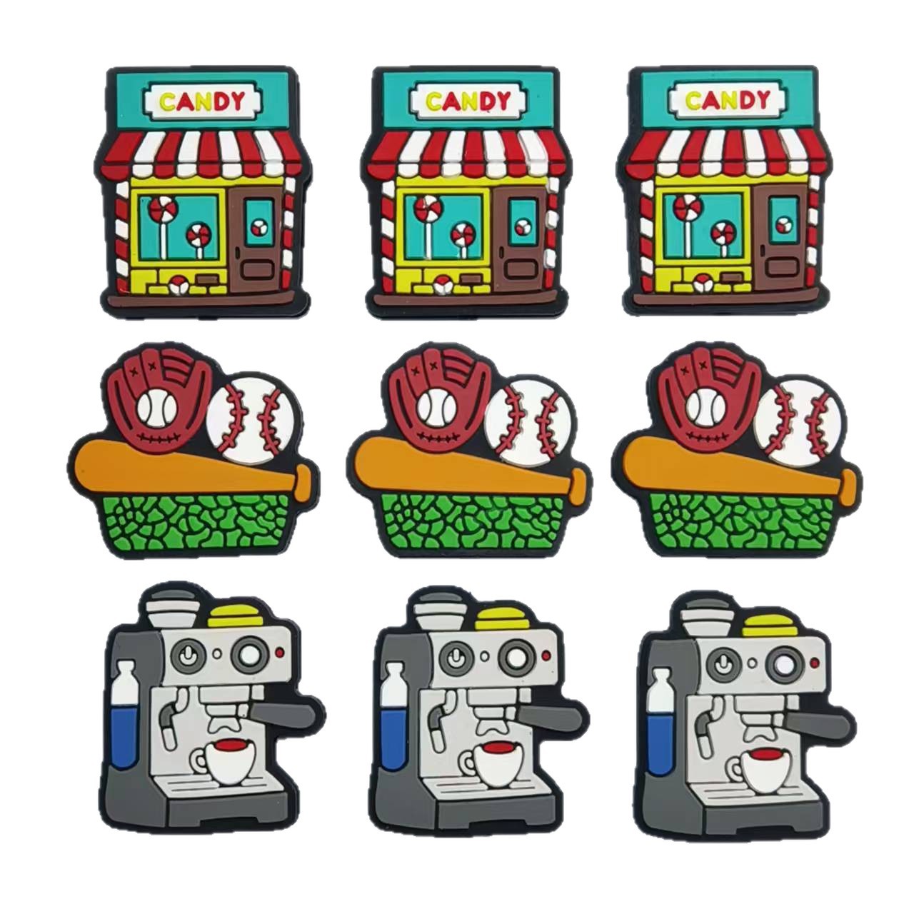Silicone Focal Beads Candy Baseball Coffee Machine Set 20pcs