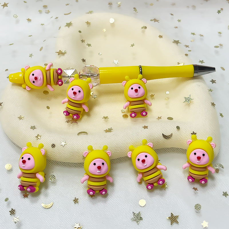 Silicone 3D Focal Beads Cartoon Bee Loop Design 20pcs 5