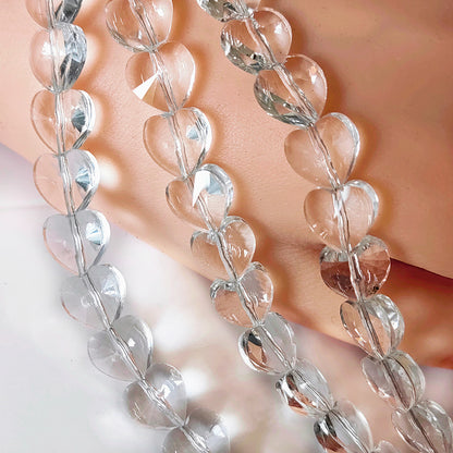 Heart Transparent Glass Beads 12mm Faceted Smooth 10pcs 13