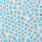 Flat Clay Beads 10mm Christmas Series Blue Snowflake 100pcs