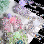 Fancy Tassel Rose Bow Acrylic Beads 40mm Rhinestone 3pcs 2
