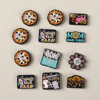 Silicone Focal Beads Mom Alphabet Cheerful Sunflower Black Background 20pcs 2