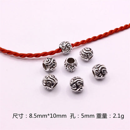 Hollow Spherical Metal Beads Large Hole Intricate Floral Cut-Out 100pcs 11