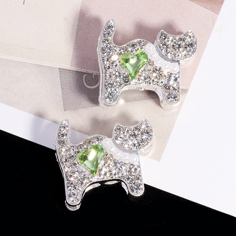 Double-Sided Cat Rhinestone Beads 22mm Full Pave Alloy 3pcs 7