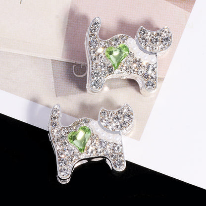 Double-Sided Cat Rhinestone Beads 22mm Full Pave Alloy 3pcs 7
