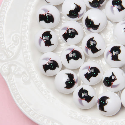 Halloween Printed Acrylic Beads 16mm Pumpkin Ghost Designs 9