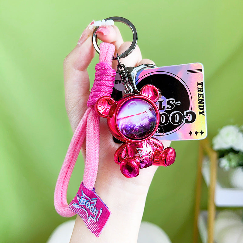 Resin Bear Wristlet Keychain Cosmic Galaxy Design Cool Colors 5