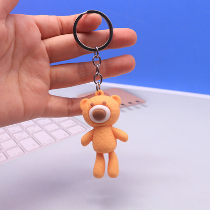 Silicone Bear Keychain Long Leg Colorful Soft Playful Snout 6