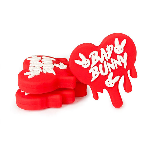 Silicone Focal Beads Bad Bunny Dripping Hearts Bunny Faces 10pcs 2