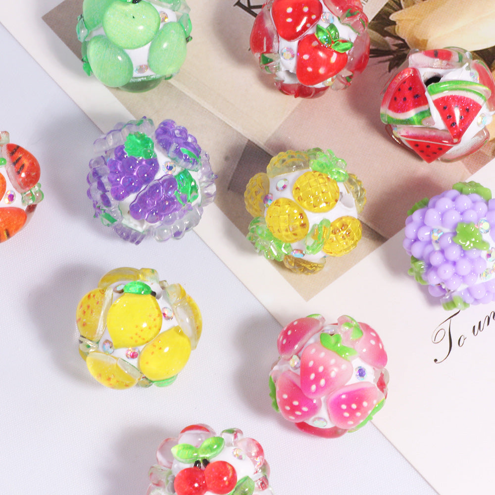 Embellished Bubblegum Beads 18mm Fruit Slice Colorful 10pcs 2