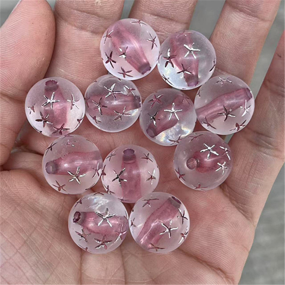 Matte Star Pattern Acrylic Beads 16mm Dyed Core 100pcs 5