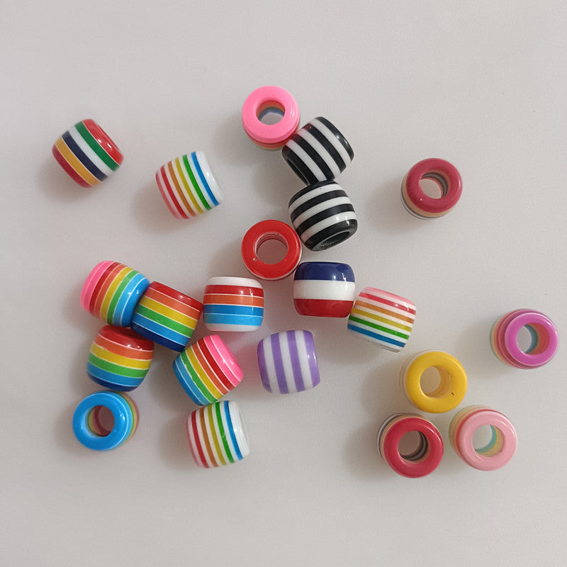 Striped Resin Beads 12mm Large Hole Multicolor Chunky 100pcs 4