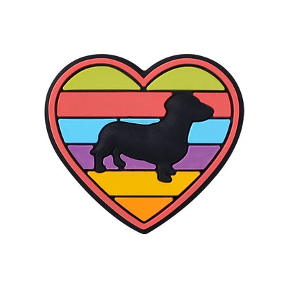 Silicone Focal Beads Puppy Heart Shape Rainbow Paw Prints 20pcs 9