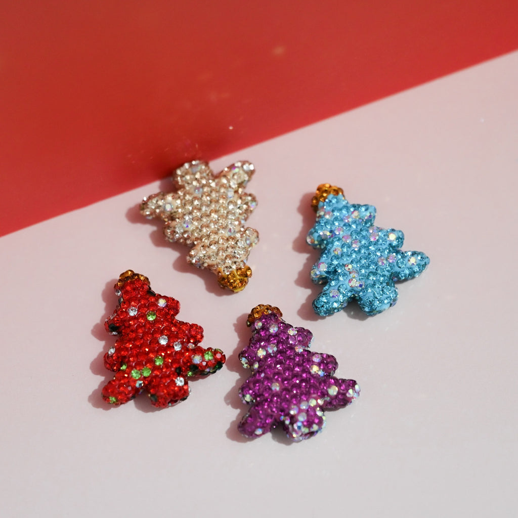 Polymer Clay Christmas Tree Rhinestone Beads 30mm Festive Holiday 10pcs 6