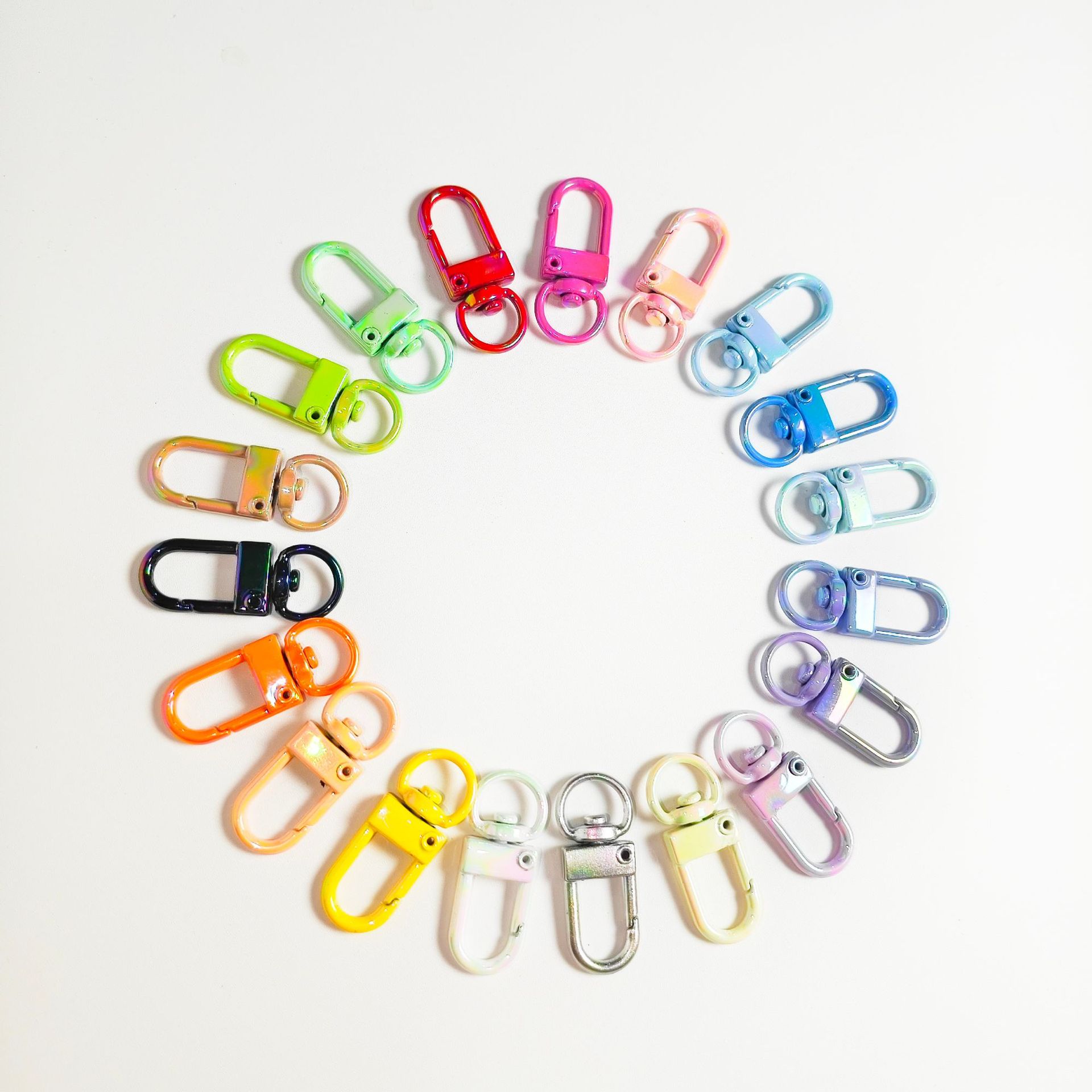 Colorful Zinc Alloy Keychain Clasps 32mm Plating 10pcs