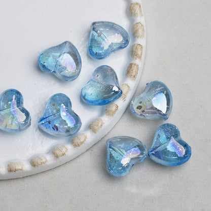 Clear Irregular Heart Acrylic Beads 14mm Glitter 10pcs 13
