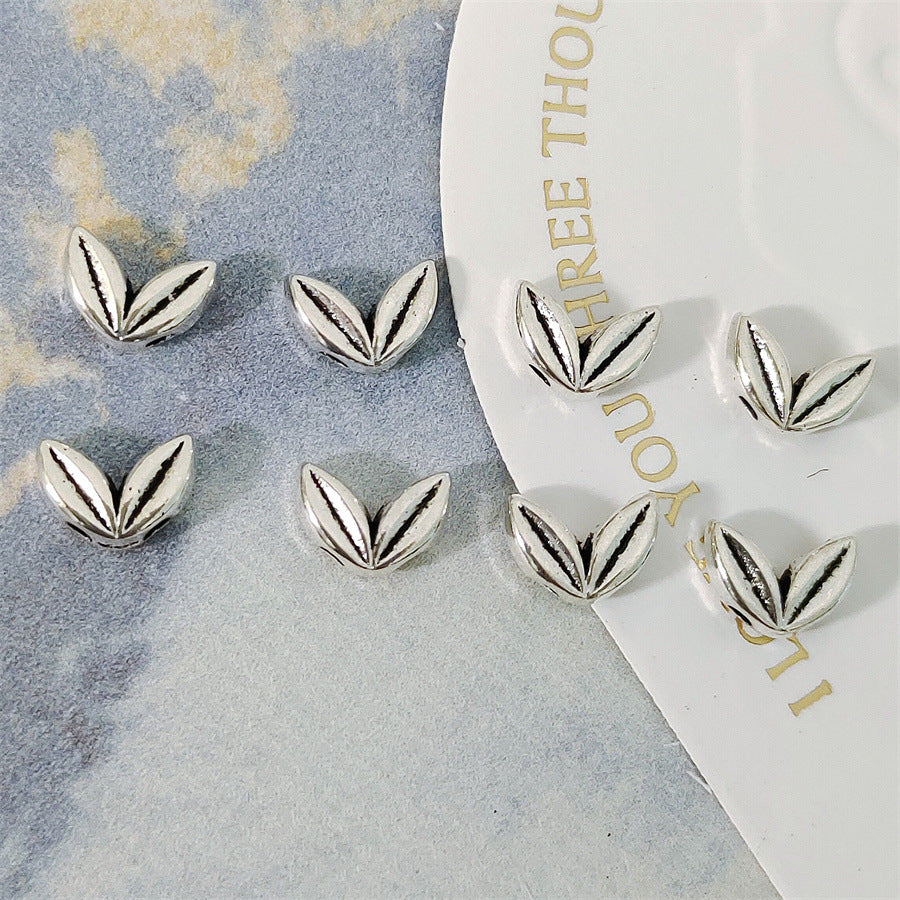 Alloy Wheat Ear Spacer Beads 7mm 100pcs Tibetan Silver and Gold Tone 4