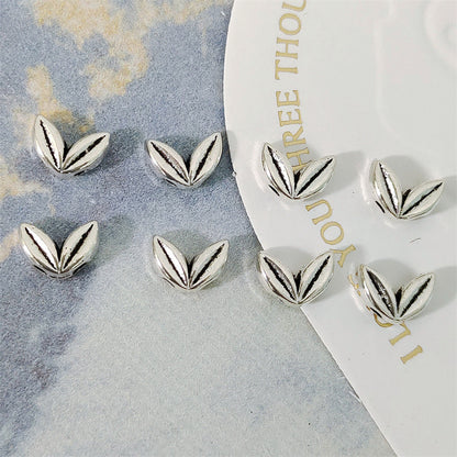 Alloy Wheat Ear Spacer Beads 7mm 100pcs Tibetan Silver and Gold Tone 4