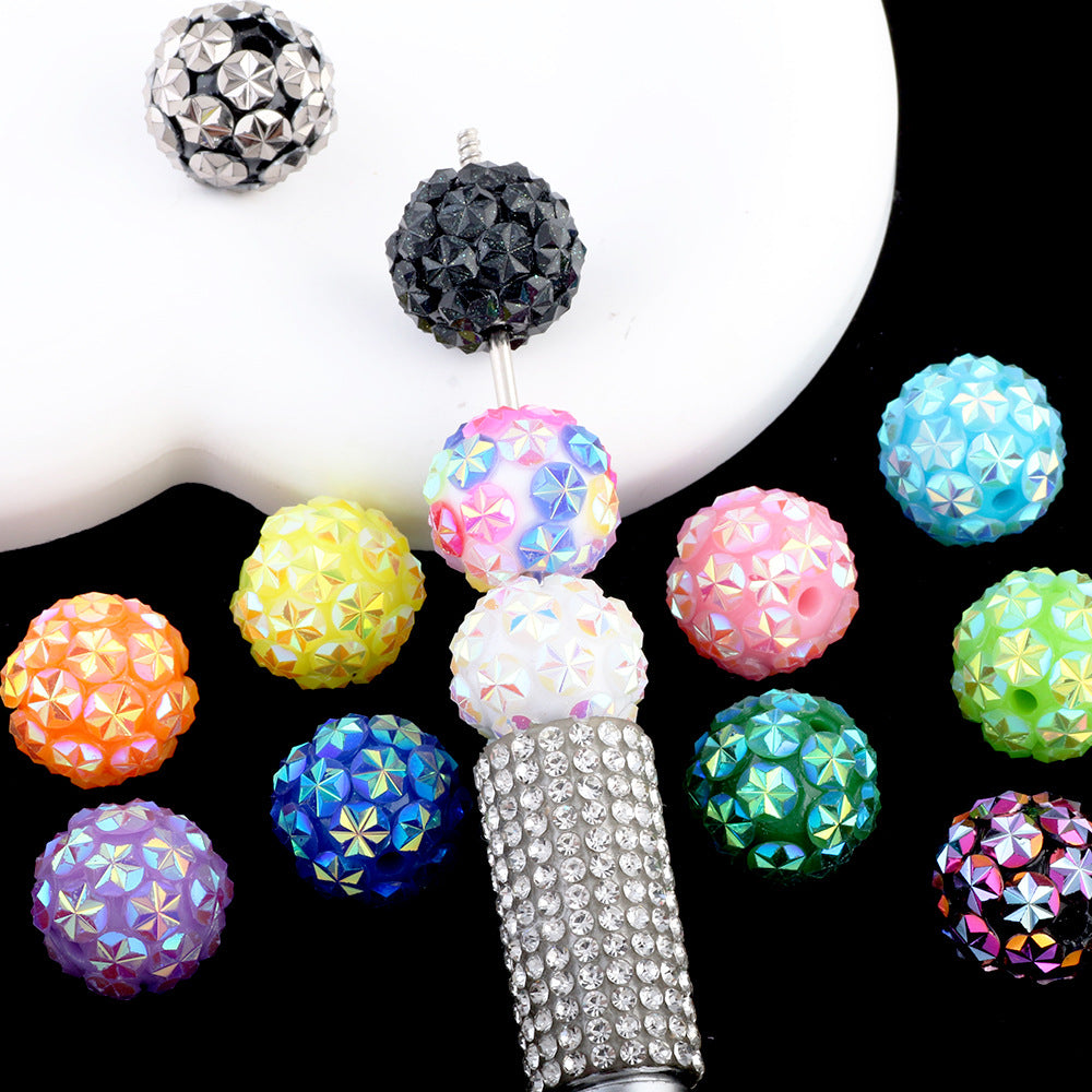 Floral Bubblegum Beads 16-20mm Frost Flower Pattern Multicolor 10pcs 4