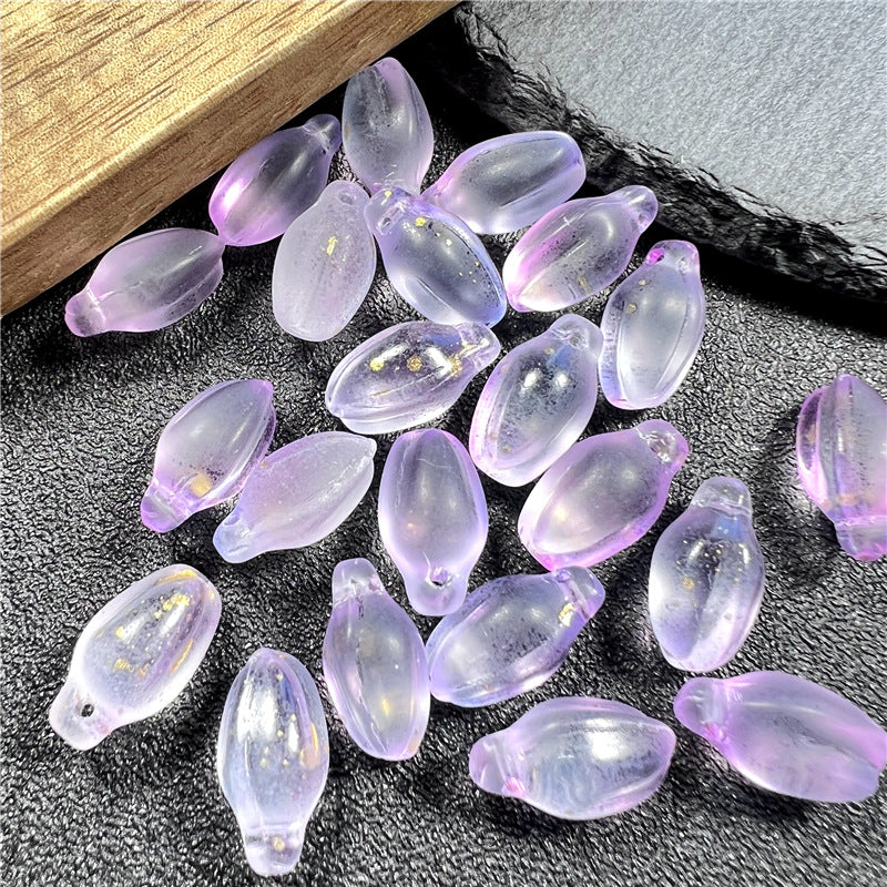 Czech Glass Beads Small Flower Bud 15mm Imitation White Jade 50pcs 7
