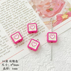 Heart Cube Metal Beads 9mm Enamel Painted Alloy 10pcs 10