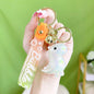 Acrylic Gradient Luminous Dinosaur Keychain with Bell Charm 10