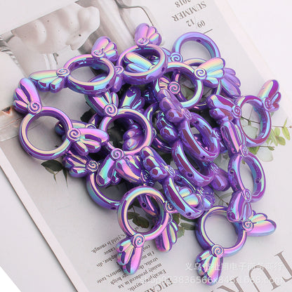UV Color Plated Solid Color Varied Sakura Angel Wings Acrylic Beads 2pcs 19