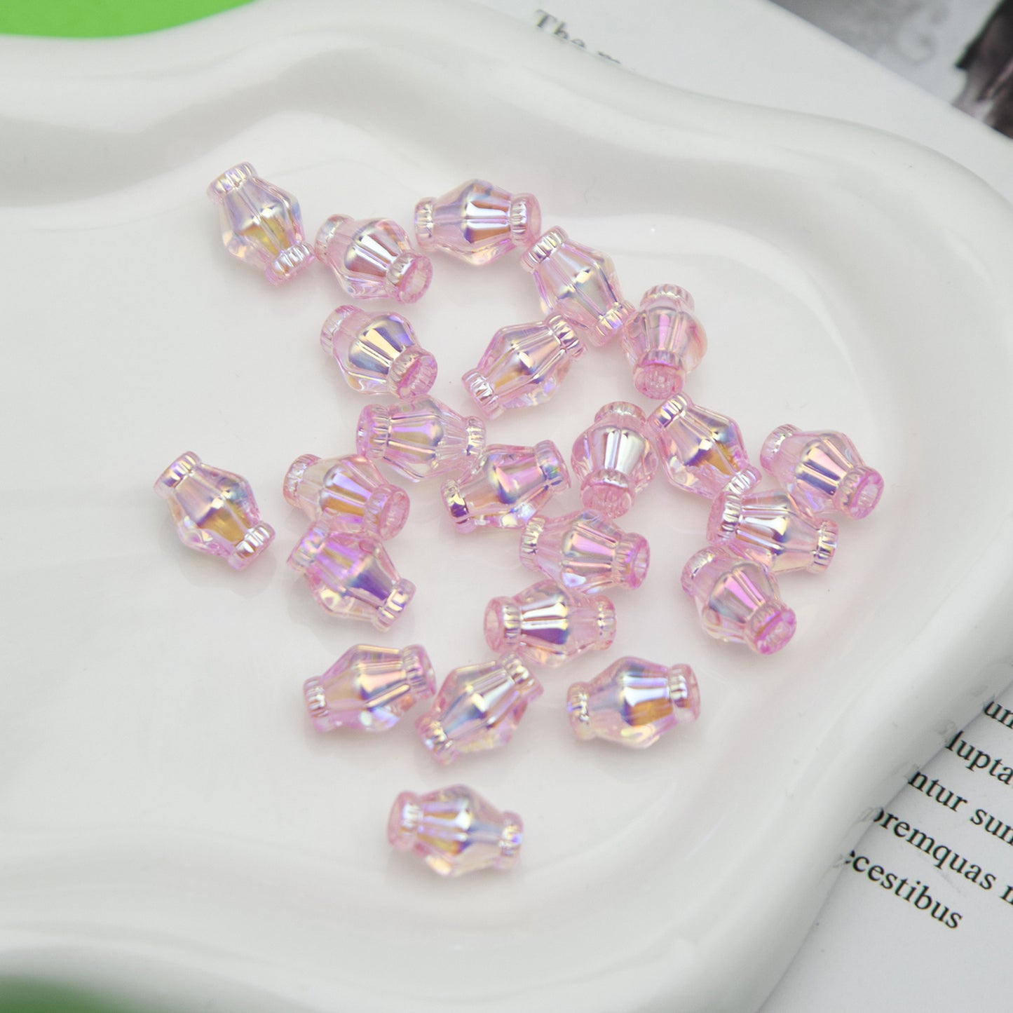 Plated Rhombus Acrylic Beads 13mm Transparent Iridescent 20pcs 7