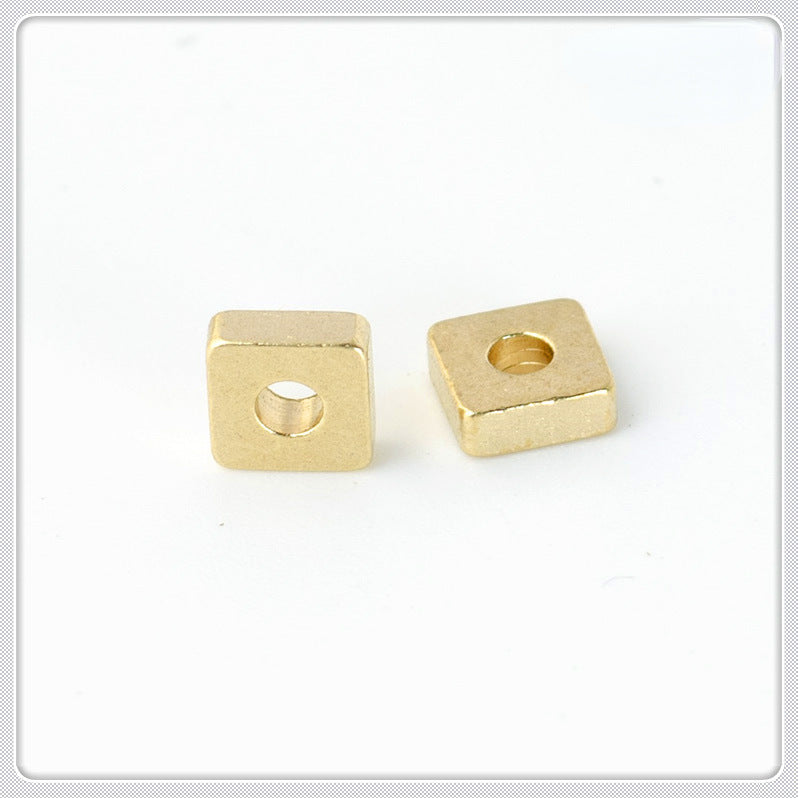 Brass Square Spacer Beads Geometric Silver Tone 100pcs 8