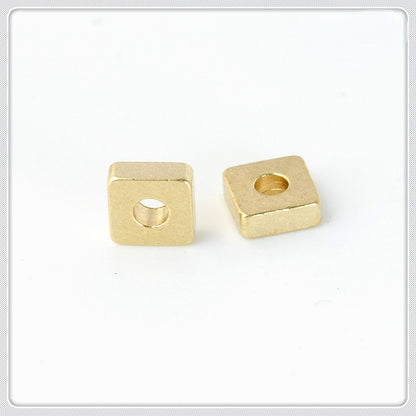 Brass Square Spacer Beads Geometric Silver Tone 100pcs 8