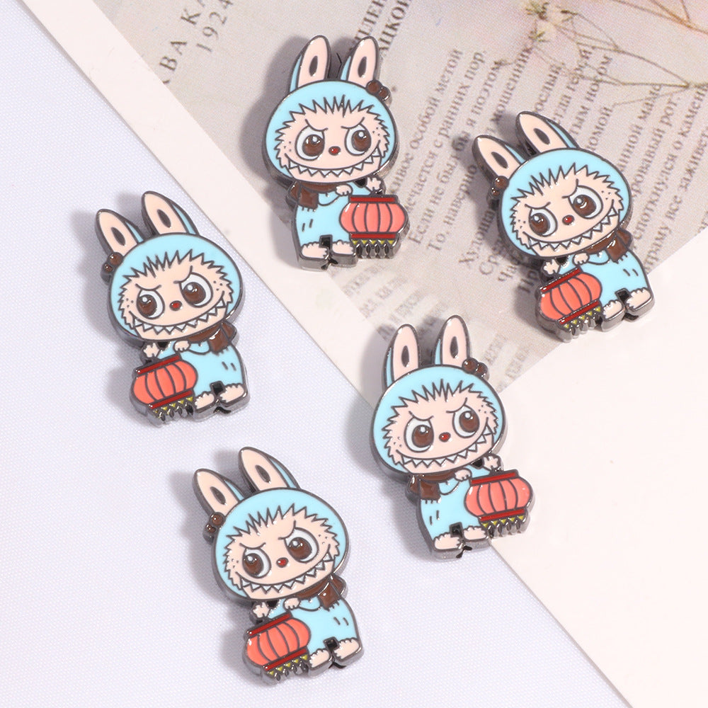 Lantern Metal Beads 24mm Colorful Enamel Bunny Holding 10pcs 11