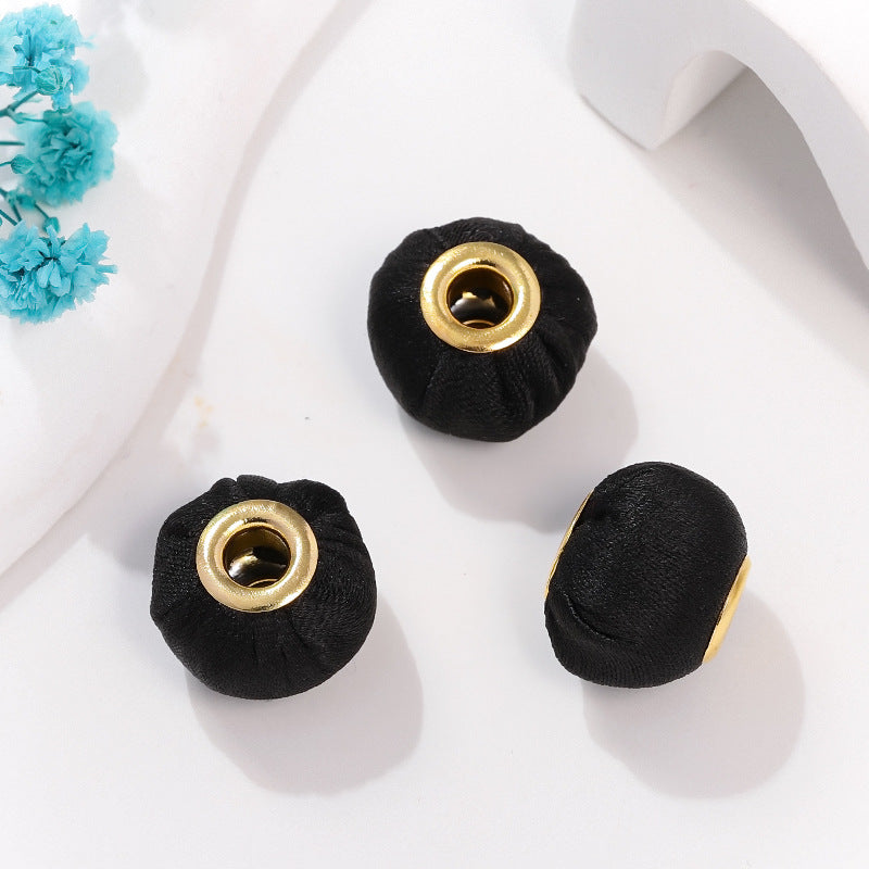 Fabric Spacer Beads 15mm Silky Large Hole 100pcs 14