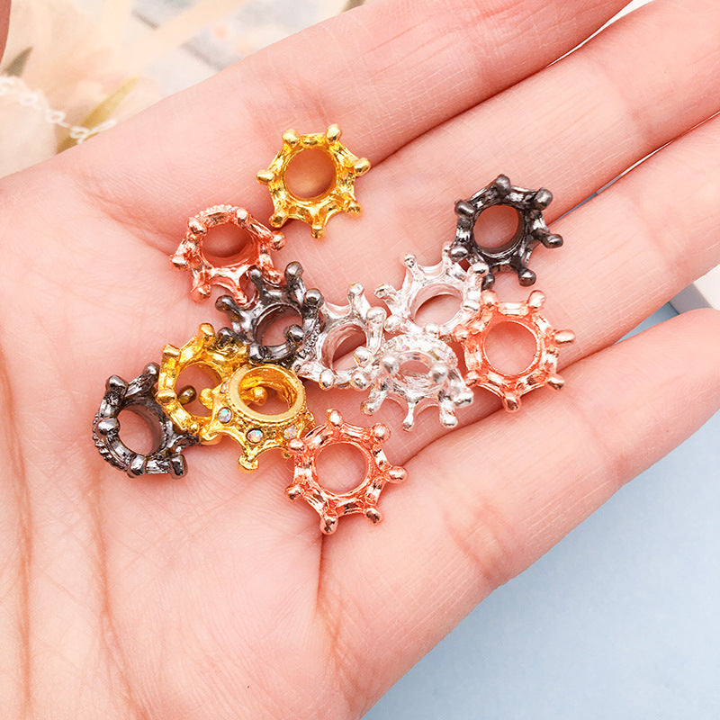 Vintage Crown Rhinestone Beads 12mm Alloy Pave Mixed Finishes 50pcs 4