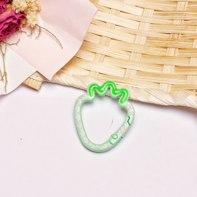 Alloy 37mm Strawberry Shaped Trigger Spring Keyrings 4pcs 14
