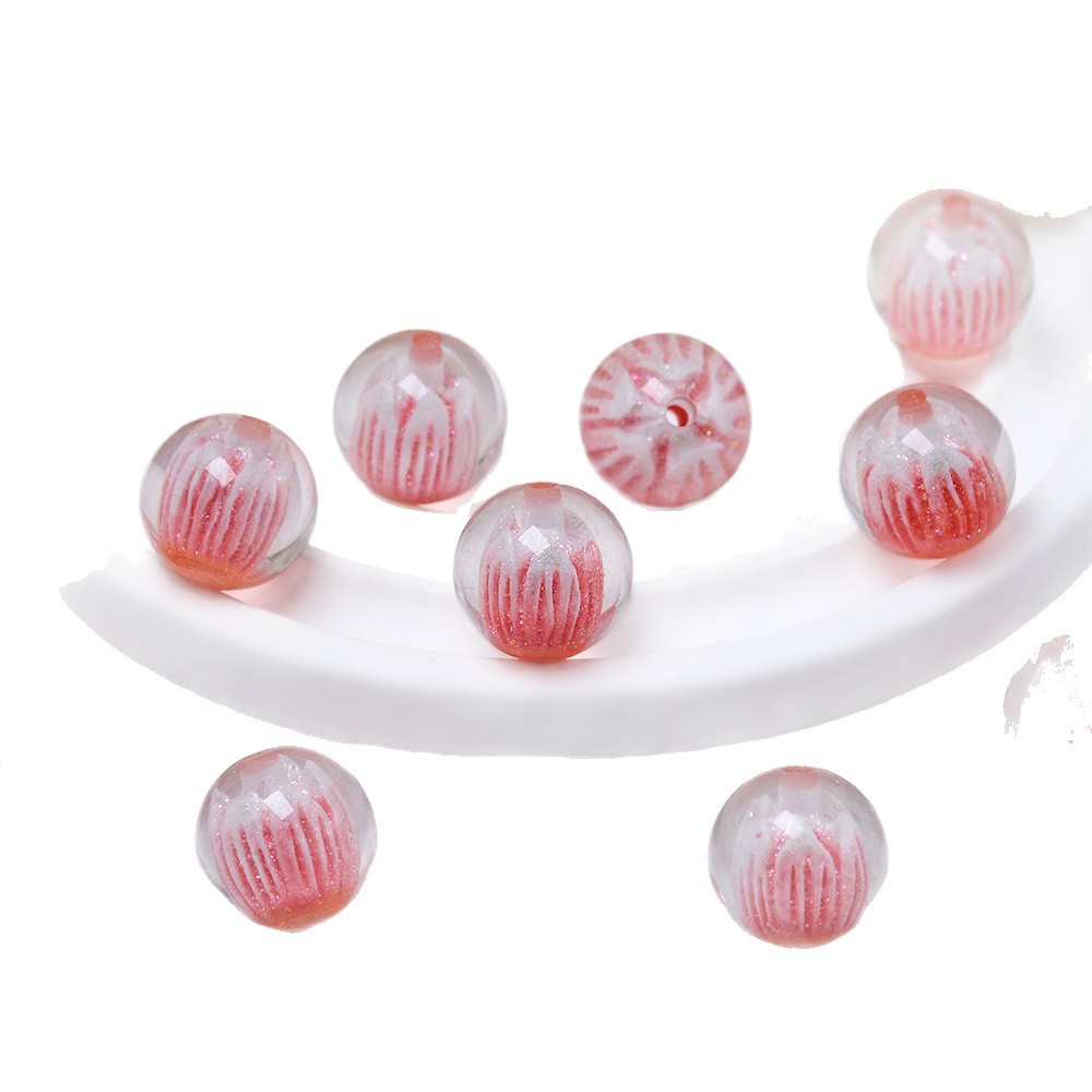 Clear Tulip Resin Beads 16mm Round Translucent Sparkle 10pcs 5