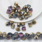 Electroplated Shell Glass Beads 10mm Glossy Ridged Surface 60pcs 11