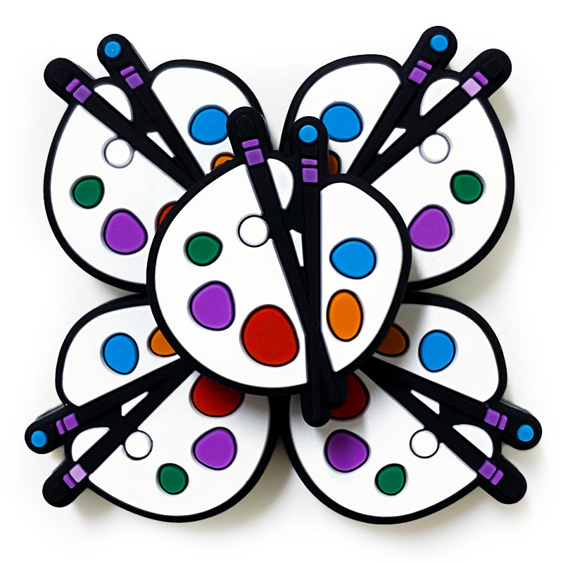 Silicone Focal Beads Drawing Board Paint Palette with Brushes 20pcs 4