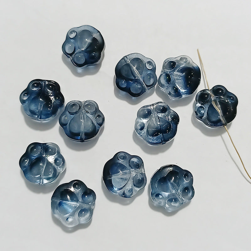 Vintage Cat Claw Glass Beads 15mm Glossy Translucent Colors 50pcs 11