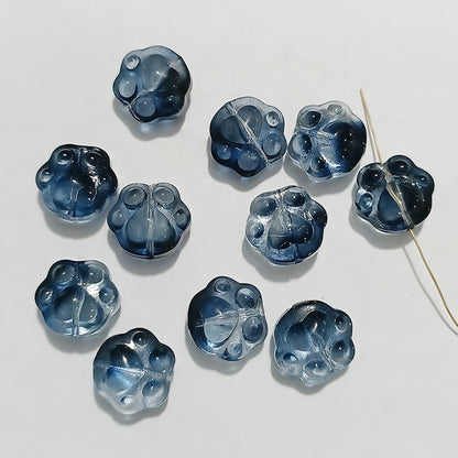 Vintage Cat Claw Glass Beads 15mm Glossy Translucent Colors 50pcs 11