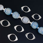 Bead Frame Metal Beads 14mm Oval Evil Eye Bright Silver Tone 100pcs