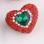 Rhinestone Heart Clay Beads 24mm Colorful Sparkling 6pcs 15